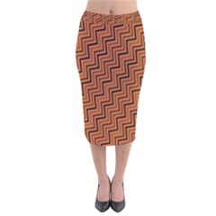 Brown Zig Zag Background Velvet Midi Pencil Skirt