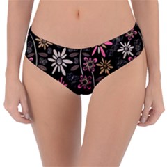 Flower Art Pattern Reversible Classic Bikini Bottoms by BangZart