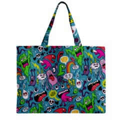 Monster Party Pattern Zipper Mini Tote Bag