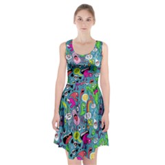 Monster Party Pattern Racerback Midi Dress