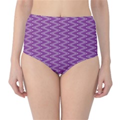 Zig Zag Background Purple High-waist Bikini Bottoms by BangZart