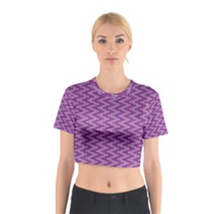 Zig Zag Background Purple Cotton Crop Top by BangZart