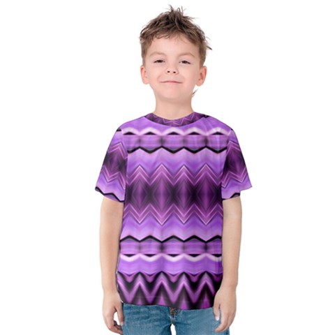 Purple Pink Zig Zag Pattern Kids  Cotton Tee by BangZart