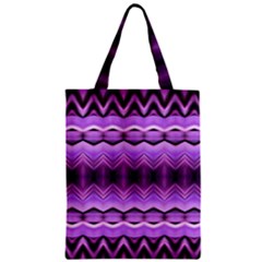 Purple Pink Zig Zag Pattern Zipper Classic Tote Bag by BangZart