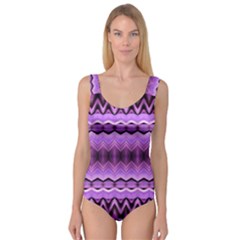 Purple Pink Zig Zag Pattern Princess Tank Leotard 