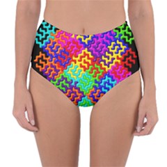 3d Fsm Tessellation Pattern Reversible High-waist Bikini Bottoms