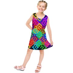 3d Fsm Tessellation Pattern Kids  Tunic Dress