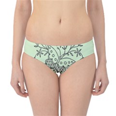 Illustration Of Butterflies And Flowers Ornament On Green Background Hipster Bikini Bottoms