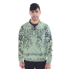 Illustration Of Butterflies And Flowers Ornament On Green Background Wind Breaker (men)