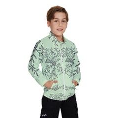 Illustration Of Butterflies And Flowers Ornament On Green Background Wind Breaker (kids)