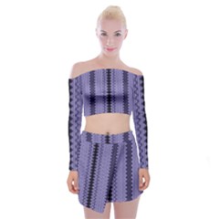 Zig Zag Repeat Pattern Off Shoulder Top With Skirt Set