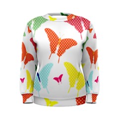 Beautiful Colorful Polka Dot Butterflies Clipart Women s Sweatshirt