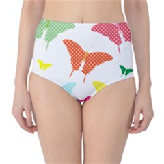 Beautiful Colorful Polka Dot Butterflies Clipart High-waist Bikini Bottoms