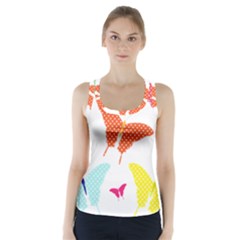 Beautiful Colorful Polka Dot Butterflies Clipart Racer Back Sports Top