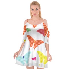 Beautiful Colorful Polka Dot Butterflies Clipart Cutout Spaghetti Strap Chiffon Dress by BangZart