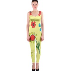 Flowers Fabric Design Onepiece Catsuit