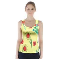 Flowers Fabric Design Racer Back Sports Top by BangZart