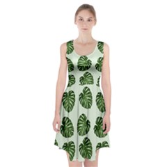 Leaf Pattern Seamless Background Racerback Midi Dress