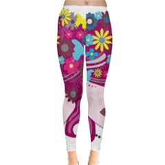 Beautiful Gothic Woman With Flowers And Butterflies Hair Clipart Leggings 