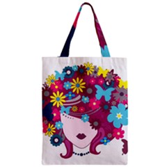 Beautiful Gothic Woman With Flowers And Butterflies Hair Clipart Zipper Classic Tote Bag by BangZart