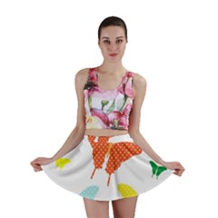 Beautiful Colorful Polka Dot Butterflies Clipart Mini Skirt
