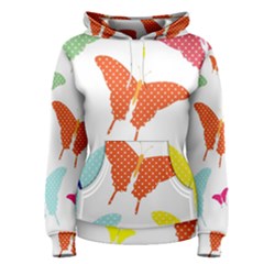 Beautiful Colorful Polka Dot Butterflies Clipart Women s Pullover Hoodie
