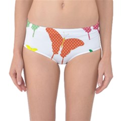 Beautiful Colorful Polka Dot Butterflies Clipart Mid-waist Bikini Bottoms by BangZart