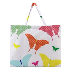 Beautiful Colorful Polka Dot Butterflies Clipart Zipper Large Tote Bag