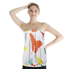 Beautiful Colorful Polka Dot Butterflies Clipart Strapless Top