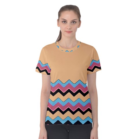 Chevrons Patterns Colorful Stripes Women s Cotton Tee by BangZart