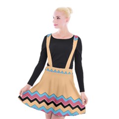 Chevrons Patterns Colorful Stripes Suspender Skater Skirt by BangZart