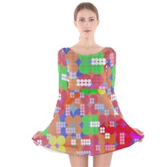 Abstract Polka Dot Pattern Long Sleeve Velvet Skater Dress by BangZart