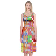 Abstract Polka Dot Pattern Midi Sleeveless Dress by BangZart