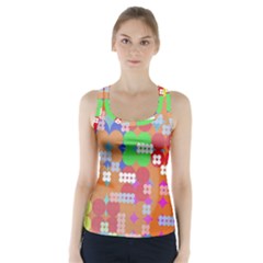 Abstract Polka Dot Pattern Racer Back Sports Top