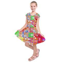 Abstract Polka Dot Pattern Kids  Short Sleeve Dress
