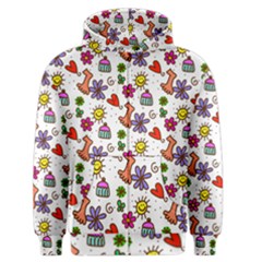 Cute Doodle Wallpaper Pattern Men s Zipper Hoodie