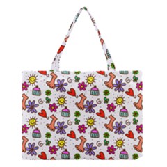 Cute Doodle Wallpaper Pattern Medium Tote Bag by BangZart