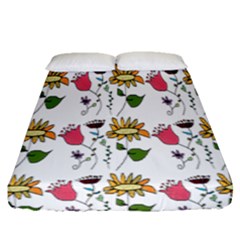 Handmade Pattern With Crazy Flowers Fitted Sheet (queen Size)