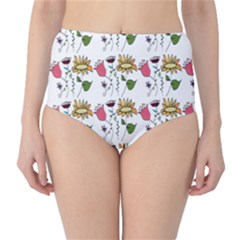 Handmade Pattern With Crazy Flowers High-waist Bikini Bottoms