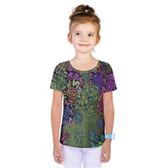 Grunge Rose Background Pattern Kids  One Piece Tee