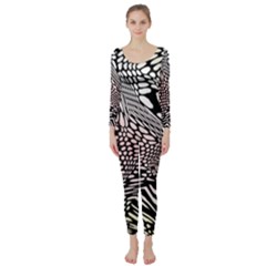 Abstract Fauna Pattern When Zebra And Giraffe Melt Together Long Sleeve Catsuit