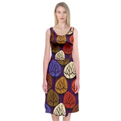 Colorful Trees Background Pattern Midi Sleeveless Dress