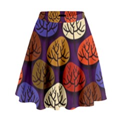 Colorful Trees Background Pattern High Waist Skirt