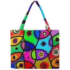 Digitally Painted Colourful Abstract Whimsical Shape Pattern Mini Tote Bag