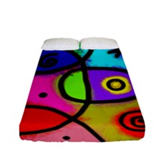 Digitally Painted Colourful Abstract Whimsical Shape Pattern Fitted Sheet (full/ Double Size)