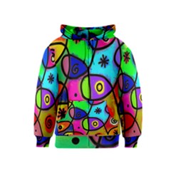 Digitally Painted Colourful Abstract Whimsical Shape Pattern Kids  Zipper Hoodie by BangZart