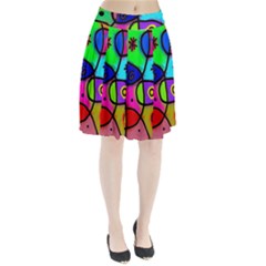 Digitally Painted Colourful Abstract Whimsical Shape Pattern Pleated Skirt