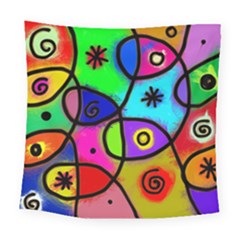 Digitally Painted Colourful Abstract Whimsical Shape Pattern Square Tapestry (large) by BangZart