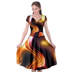 Colourful Abstract Background Design Cap Sleeve Wrap Front Dress