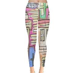 A Village Drawn In A Doodle Style Leggings 